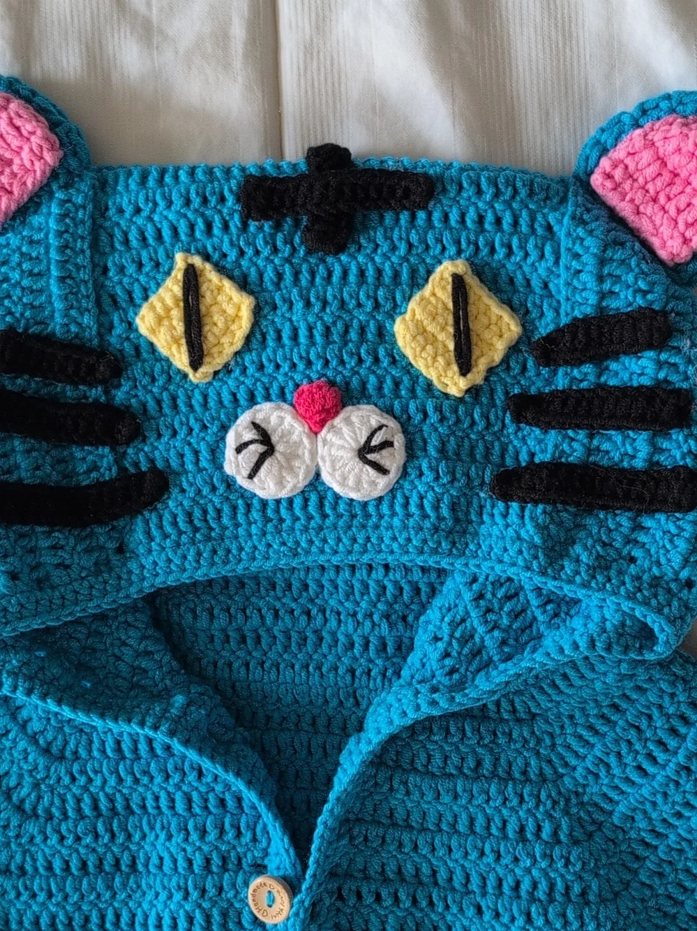 Handmade Blue Tiger Hooded One-Piece for Kids